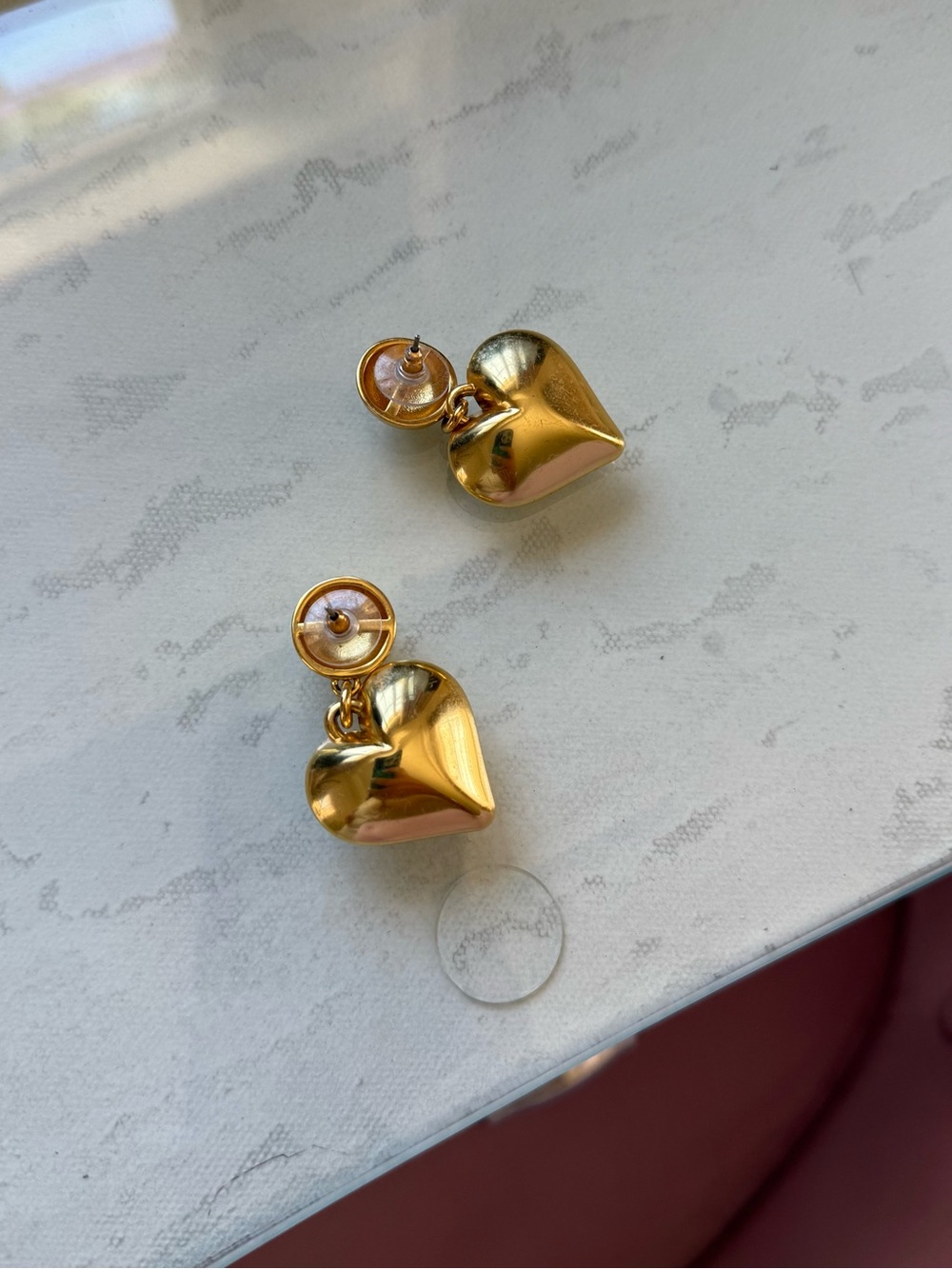 Gold Heart Drop Earrings